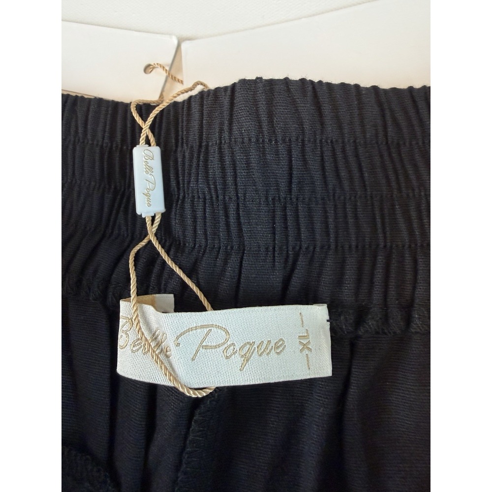 Belle Poque Women XL Black High Waist Shorts Cotton Stretch Waist Vintage Style - Picture 5 of 8